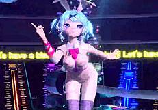 Hatsune Miku is featured in a nude bunny costume for the Project Diva age again mod.