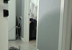 a home camera watches mature housewife with thick ass under short robe and big boobs chubby milf behind the scenes pawg