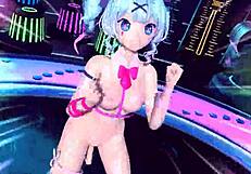 Hatsune Miku is featured in a nude bunny costume for the Project Diva age again mod.