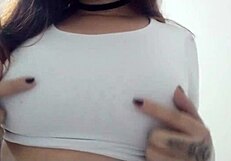 i caress my small tits with intense passion