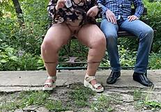 Licking Hot Nectar From Mother-In-Law's Pussy Outside