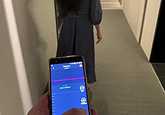 detailed vibrator orgasm control session in a public bar with pussy spreading