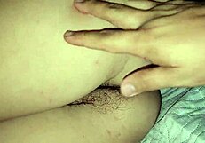 Stepsister lets me play with her pussy on bed