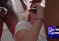 Voluptuous Redhead Julie Ginger's Bathroom Blowbang