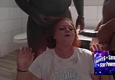 Voluptuous Redhead Julie Ginger's Bathroom Blowbang