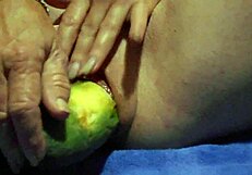cucumber fun with wet pussy close up
