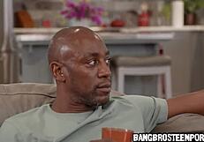 Chubby Teen 18+ Stepdaughter Meets Stepdad's Best Friend for Interracial Blowjob