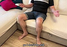 Stepson fucks stuck stepmom on couch