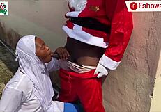 long dick santa captured playing with cock, offering wet pussy gift!