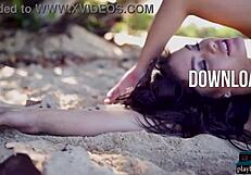 petite canadian milf with a big ass solo striptease outdoor on a beach