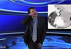 Naked weather girl strips outdoors