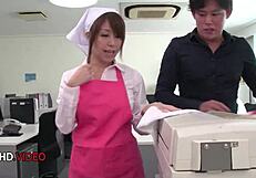 asian office lady chihiro akino gives hardcore blowjob for creampie