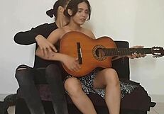 stepbrother teaches hot stepsister guitar then fucks