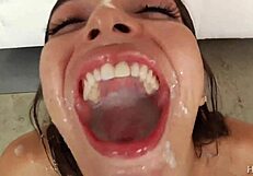 Six loads of cum dumped in her mouth