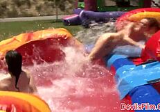 i'm so wet and excited, lesbians strapon fucking in outdoors orgy feels amazing.