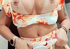 Brunette Teasing Her Delicious Big Tits