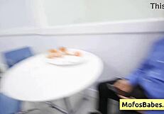 Slutty office milf sucking fat massive cock pov, then gets fucked on desk!