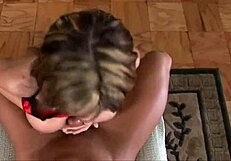 The horny milf gives a handjob in pov.