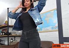 big tits tattooed latina impresses in job interview with deep blowjob skills