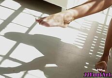 blonde says, watch my soles get cumshot