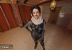 Vr conk brunette chani in uniform rides atreides huge cock in dune cosplay parody pt 3.