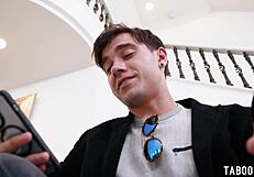 This young guy is in a reverse gangbang with five blonde milfs