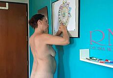 An Indian Nudist Creates Mandala Art In A Relaxing Naked Workshop With Music