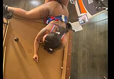 cheerleader fucks hard at pool hall
