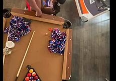 cheerleader fucks hard at pool hall