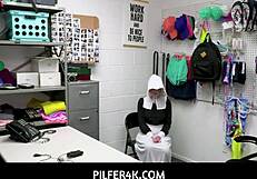 Amish Blonde Teen Annie Archer Caught Shoplifting, Gets Fucked By Guard In Garage