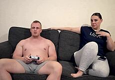 stepsister distracts stepbrother with blowjob during video games