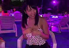 I Bent Over In The Night Pool With Big Tits And Natural H Cups