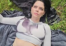 smoking on the grass and showing my boobs?