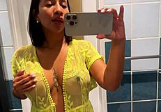 Leyne Rodriguez, the hot milf, masturbates in her bedroom