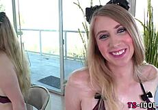 Tranny With Tats Jizzes In Mouth During Glamour Fetish Scene