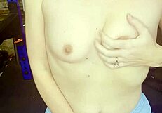 Sexy horny milf fingers and fucks herself in the gym