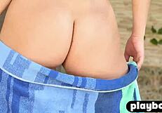 Jillisa lynn's curvy body posing outdoors, teasing big tits and ass