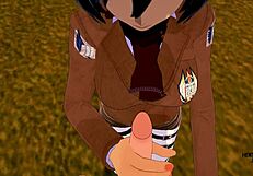 Shingeki No Kyojin Hentai - Mikasa Jerks Off Eren And Then He Fucks Her - Asian Japanese Manga Anime Hentai 3D Porn