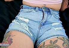 Wow! Skinny Brunette Katie Kingerie Gives Deep Rimjob and Deepthroats Cock!