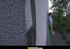 Public masturbator worships big ass with monster cock