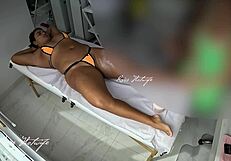 Brazilian Brunette Teases Masseur with Slutty Bikini, Revealing Pussy During Massage