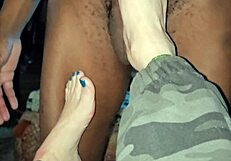 Busty Wife Alegra Uses Her Mouth Feet & Pussy on BBC While Husbands at Work