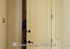 Brunette Teen's Unexpected Sauna Fuck With Lucky Guy