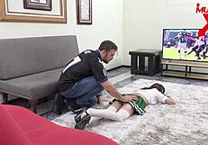 Latina fucks friend's stepfather after training with big cock