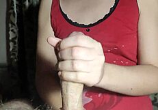 Korean girl enjoys homemade handjob and sucking