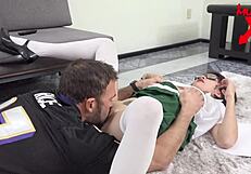 Latina fucks friend's stepfather after training with big cock