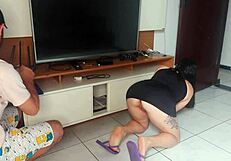 Hot Wife Lets TV Technician Fuck Her Ass