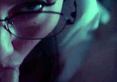 A prurient woman passionately sucks her paramour's cock, gagging and swallowing deeply in a sloppy homemade blowjob.