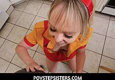 Povstepsisters - lilly bell sucks her little 18+ alex jetts cock in the kitchen and then swallows down his big load of cum