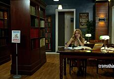 Cute Ts Ariel Demure Conjures Dream Lover Cliff Jensen For Tight Ass Fucking In Library